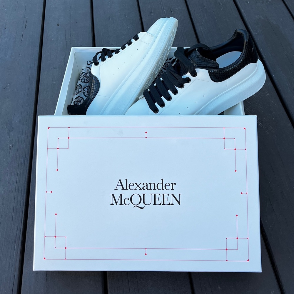 Alexander McQueen Oversized Sneaker with Python Embossed Heel and Tongue
